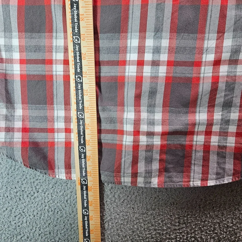 Untuckit Shirt Men Medium Slim Fit Button Up Long Sleeve Gray Red Plaid Pls Read